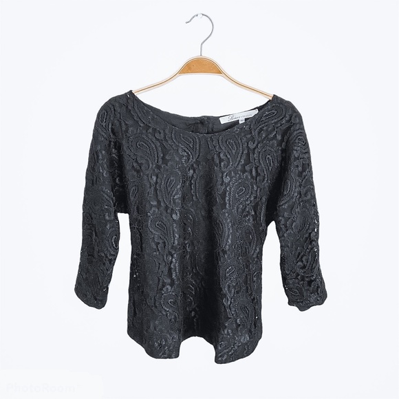 Lovers + Friends Tops - Lovers + Friends X Revolve Black Paisley Lace Button Back 3/4 Sleeves Top S